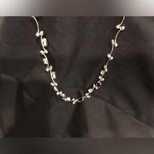 Silver necklace with black and crystal stones